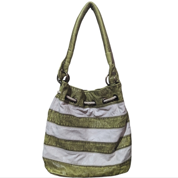 J & E New York Small Purse Green And White Stripes - Picture 2 of 11